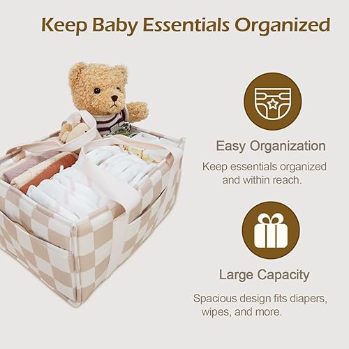 Miniatura 5 de Organizador de pañales para bebé, elegante cesta de almacenamiento para artículos esenciales para recién nacidos y estación de pañales,