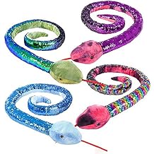 67" Large Plush Sequin Snake Colored Sequin Snake 1 Unit Per Order, Colors May Very