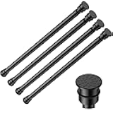 Tension Curtain Rod 17 to 28 Inch Adjustable Tension Rods 4 Pack Expandable Spring Tension Rod Black No Drilling for Closet Kitchen Cupboard Wardrobe Door Bookshelf DIY Projects