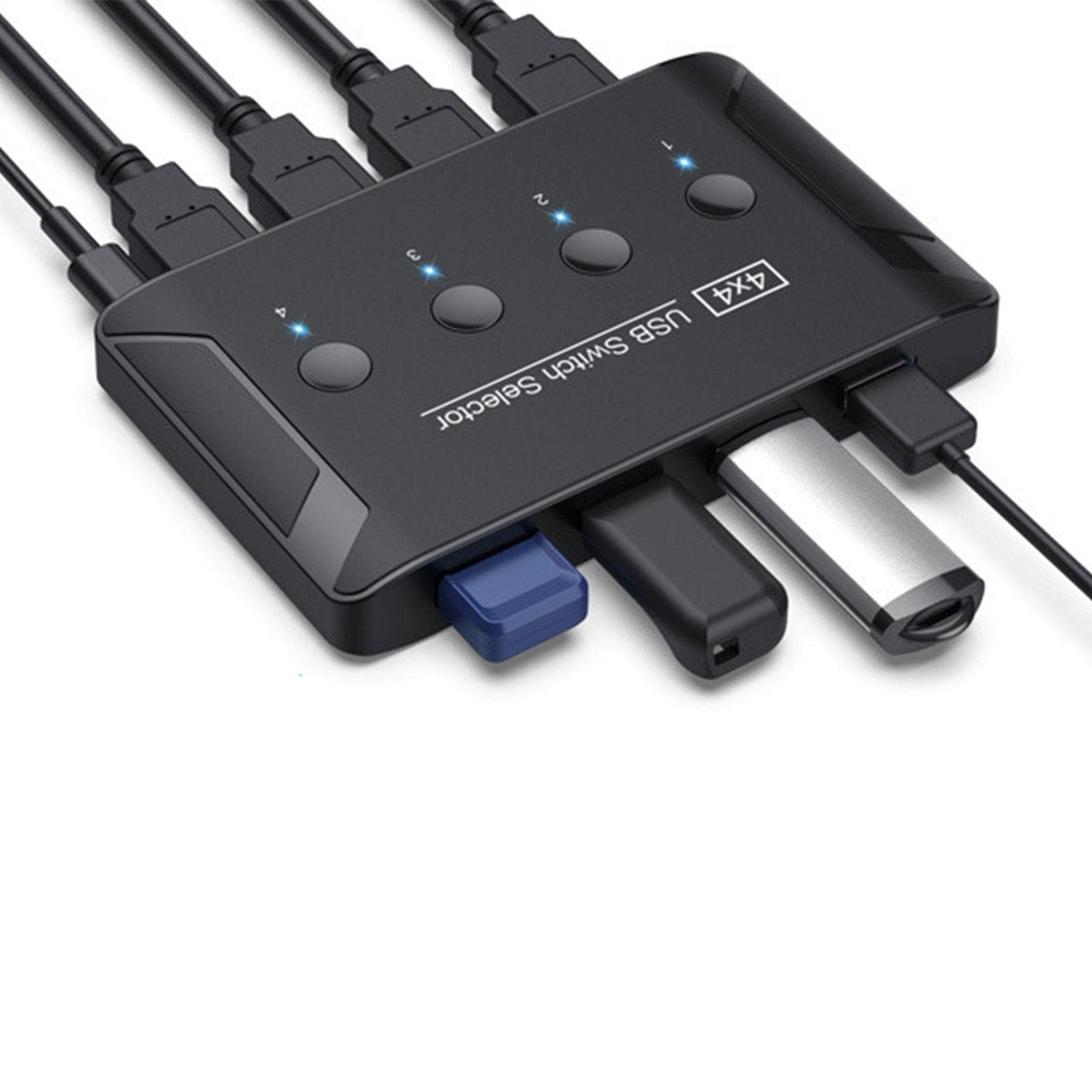 predolo 5 Stück USB 3.0 Switch Selector 4-Port Umschalter USB Peripheriegeräte Hub Adapter Werkzeugloses Umschalten für Büro Heim Arbeitsplatz