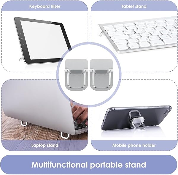 2 Pcs Portable Invisible Stand, Mini Aluminum Cooling Pad, Computer Keyboard Stands, Computer Keyboard Stand, Ergonomic and Lightweight Desktop Stands - 5