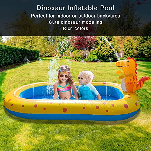 Gonetre Dinosaur Inflatable Outdoor Backyard Water Play Center with Sprinkler System Fun Swimming Wading Splashing Toy for Children PVC Material 66.9 X 40.6 X 25.6in