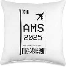 Amsterdam 2025 vacation flight ticket boarding pass airport Throw Pillow