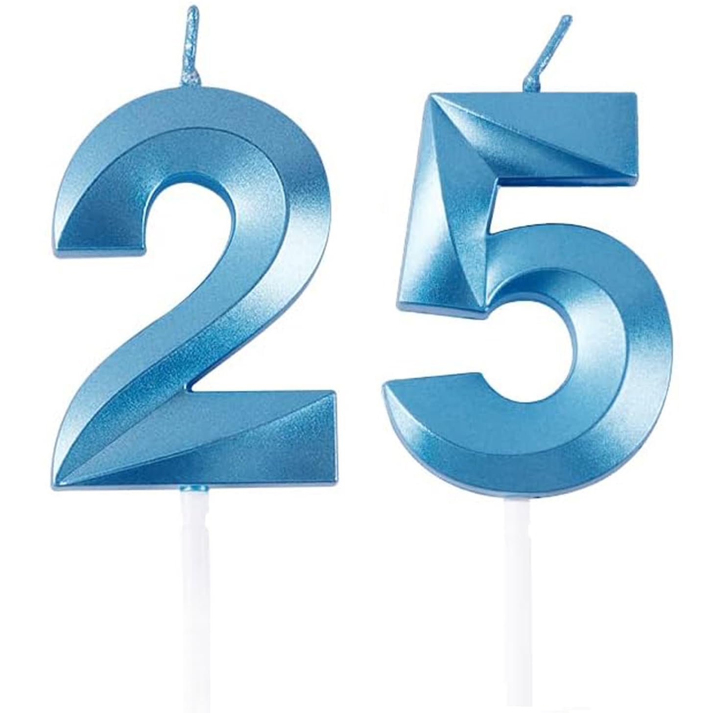 Geburtstagskerzen Zahlen 25/52, Blaue Geburtstag Kerzen, Zahlenförmige Kerze, 3D Tortendeko, kuchen Dekoration für Geburtstag Party, Hochzeiten, Firmenfeiern, Jubiläen, Birthday Candle Number 25/52