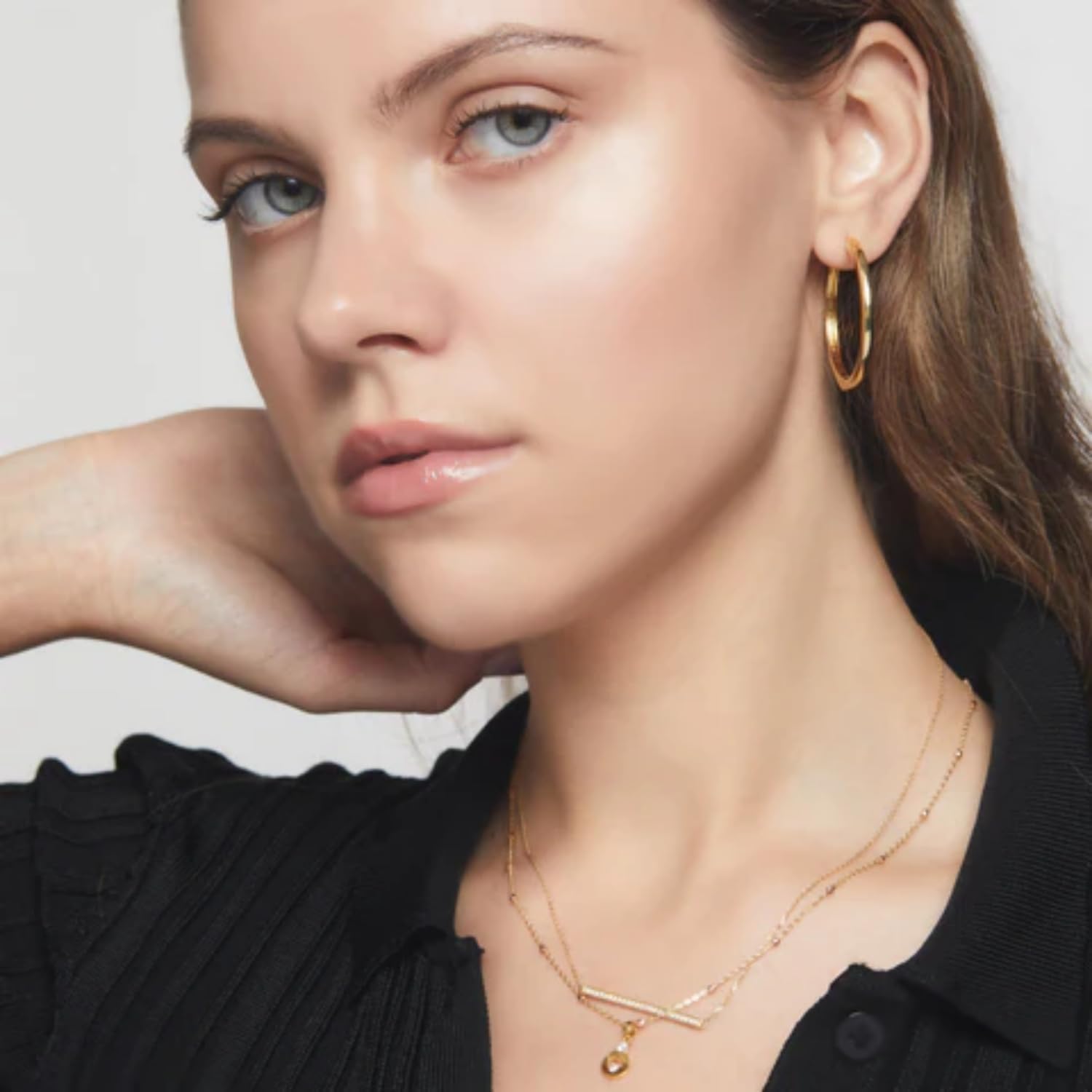 14K Gold Hoop Earrings for Women, Lightweight Classic Square Tube Hoops in 20mm/30mm/40mm, Hypoallergenic Everyday Gold Earrings