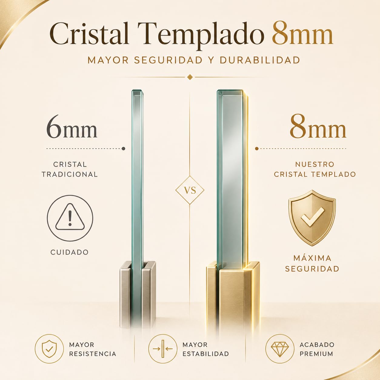 GME - Mampara Bañera Fija Cromo 85cm Frontal con Brazo de Sujeción | Mampara de Cristal Antical y Perfilería de Aluminio con 150cm de Altura | Vidrio con Grosor 8mm