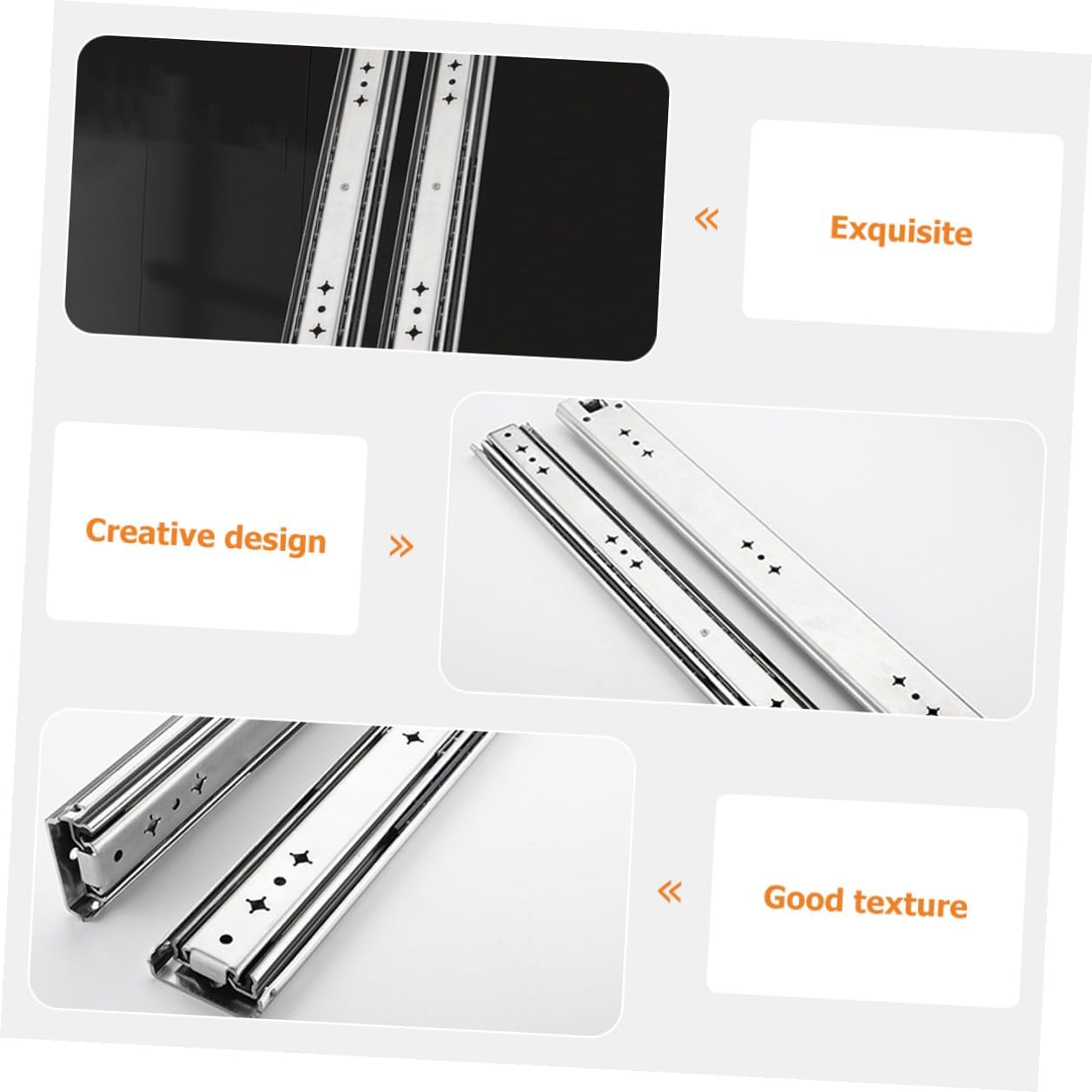 Heavy Duty Drawer Slides Full Extension 14-inch Side Mount Metal Rails with Ball Bearings 250lb Load Capacity 2pcs Set for Furniture Cabinets and Dressers
