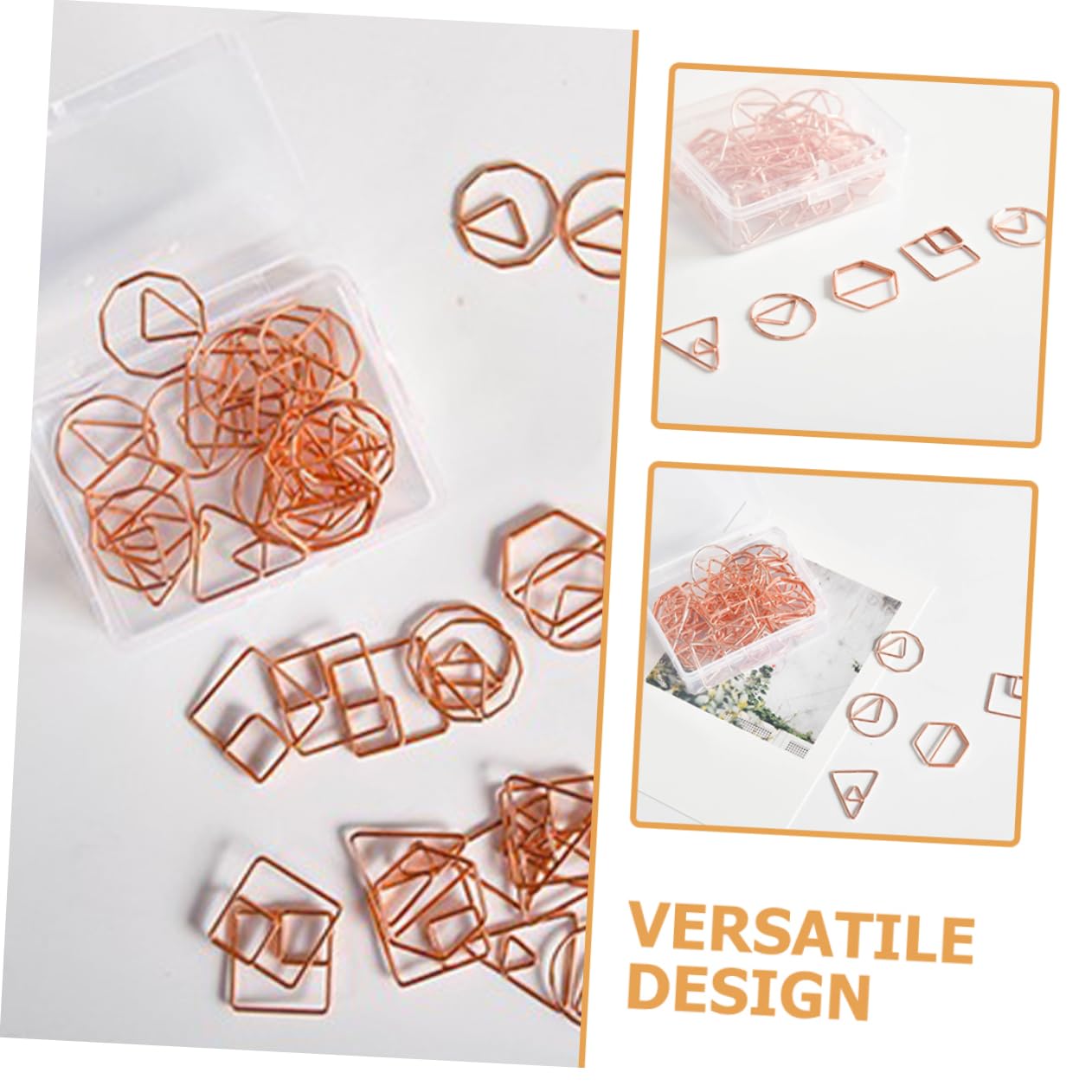HOMSFOU 4 Set Comode Graffette Mini Graffette Medie Piegare Le Clip Assortito A Forma Di Adorabili Clip Di Carta File Clip Piccole Clip Ferro Da Stiro Rose 60 Pezzi * 4
