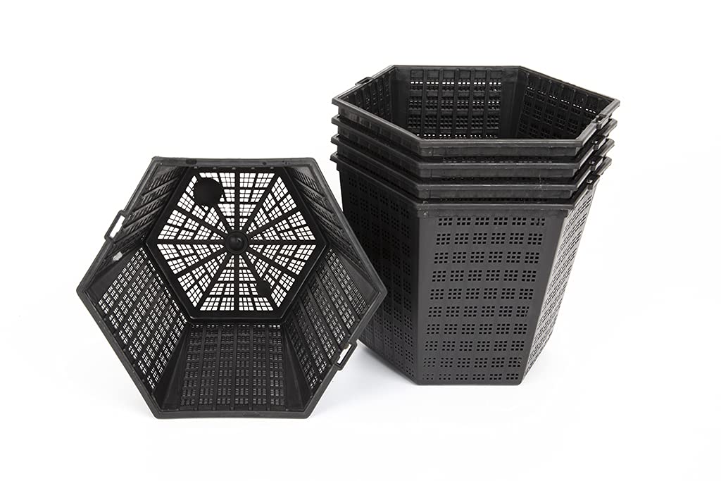 Lincolnshire Pond Plants Ltd Black 3 X 3Ltr Hexagon Pots - Baskets For Ponds
