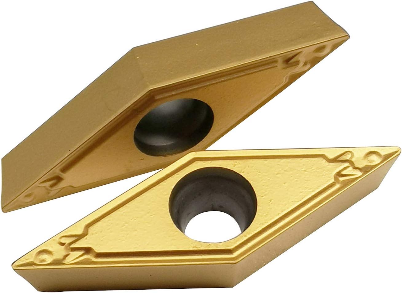VBMT331 / VBMT160404-HQ US735 CNC Lathe Indexable Carbide Turning Insert Cutting Blade for VBMT Turning Tool Holder, Multilayer Coated, 3/16" Thick, 1/64" Radius(VBMT331 yellow)