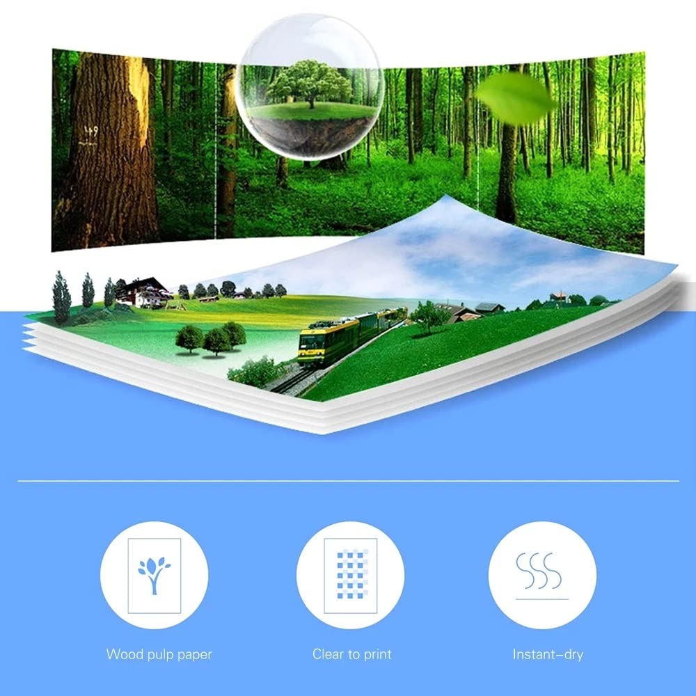 100 fogli di carta fotografica da 200 g/m², impermeabile, resistente all'acqua, finitura lucida, superficie ad asciugatura rapida, per stampanti a getto d'inchiostro a colori