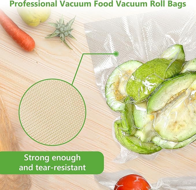 KitchenBoss Rouleaux Sacs Sous Vide 8 Pièces - Film Alimentaire Gaufré Sans BPA 20cm Et 28cm