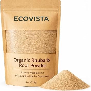 Organic Rhubarb Root Powder 4oz | Rheum Webbianum | Pure & Natural Herbal Supplement | Resealable Pack | Non-GMO, No Additives