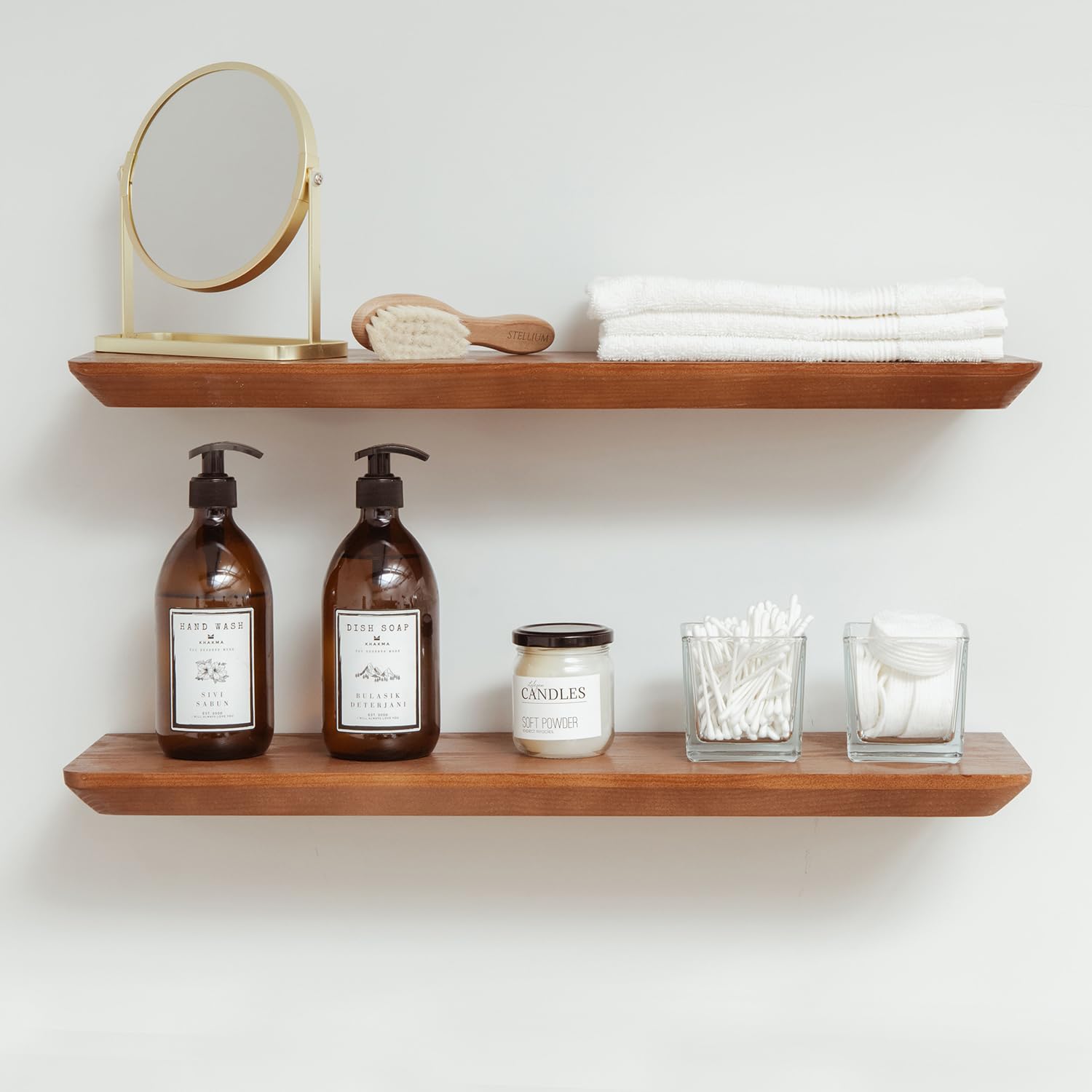 Floating Shelves for Wall - Solid Pine Wood Wall Shelf - Bathroom Shelves - Wall Shelves for Bedroom Living Room - Floating Shelf for Wall Mounted