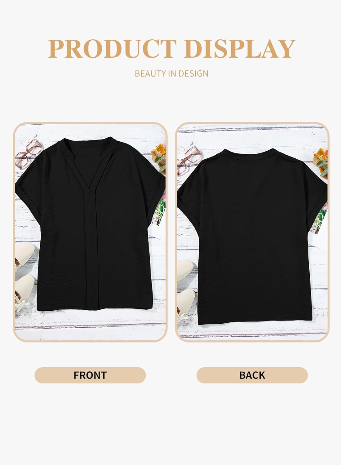 Eytino Womens Plus Size Summer Tops V Neck Short Sleeve Dressy Casual Blouse Work Shirts (1X-5X) - Image 4