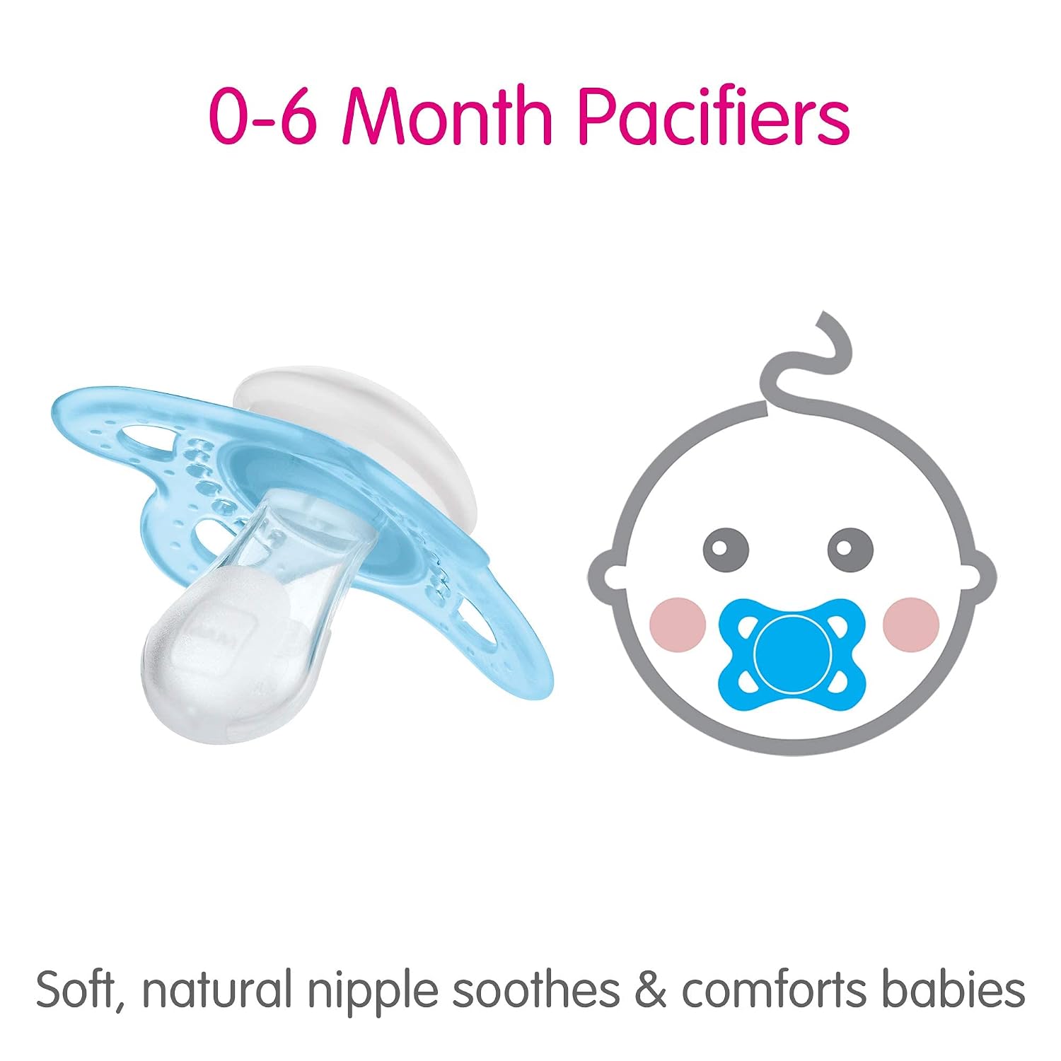 MAM Clear 0-6 Month Pacifiers Value Pack (3 Pack), 0-6 Months Baby Girl Pacifiers, Best Pacifier for Breastfed Babies