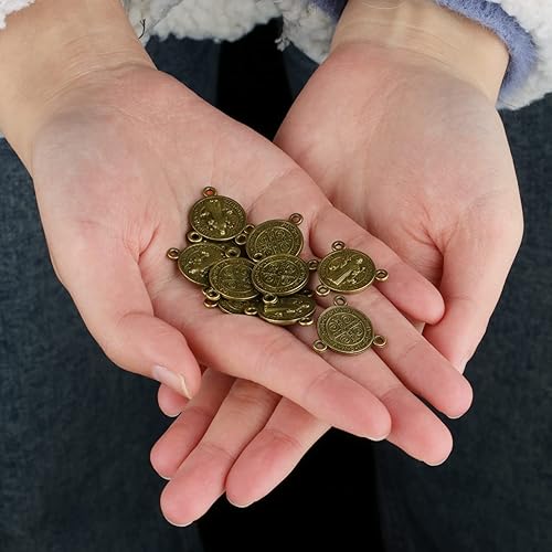 Miniatura 5 de Pieza Central de Rosario de 3 Agujeros San BenitoMedalla MilagrosaNuestra Señora de GuadalupeVirgen MaríaCristo Jesús Conector para Fabricación de