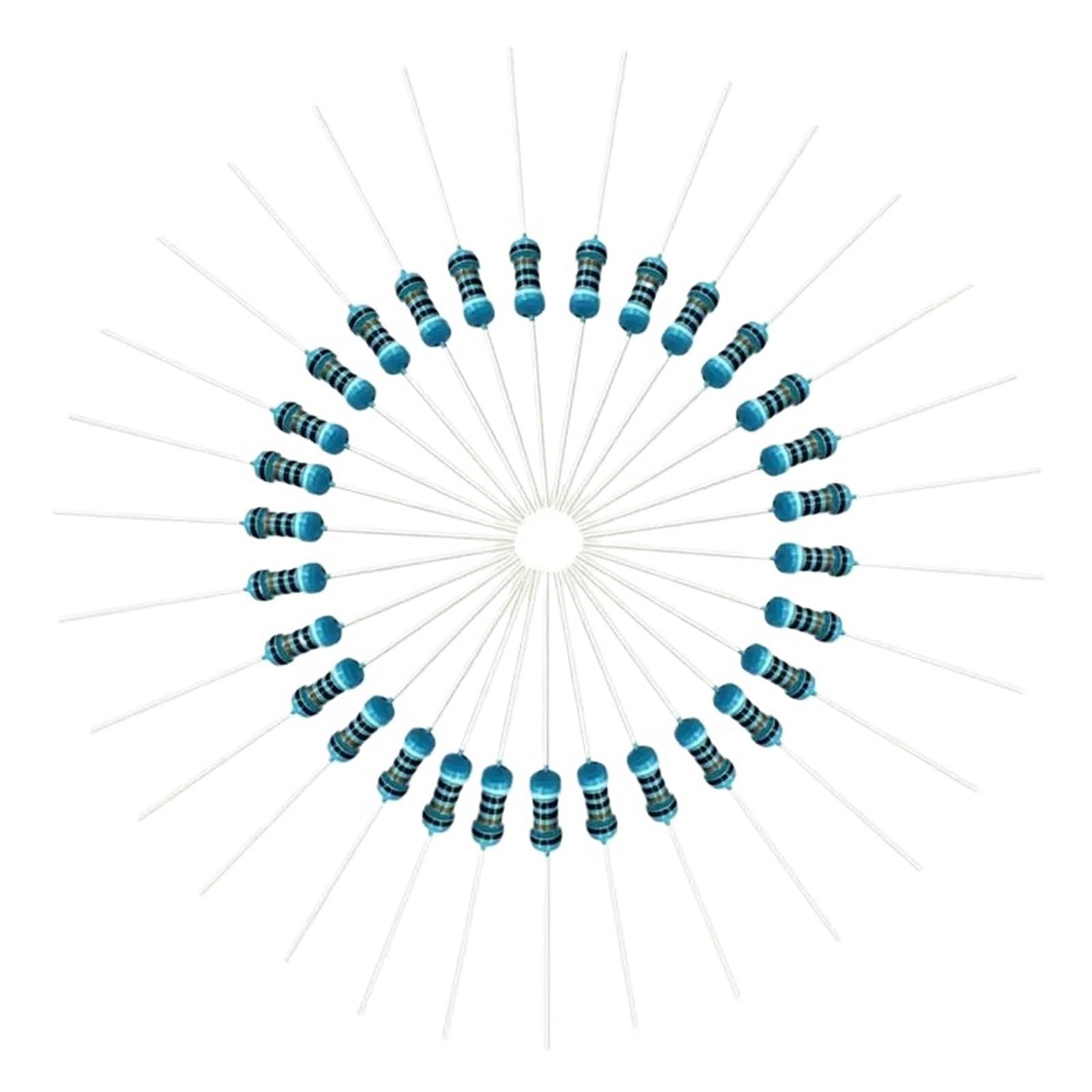 Riswekfw 120R 100Pcs 1/4W Resistance 0.1R~2.2M 1% Metal Film Resistor Series .25W 1R 10R 47R 100R 220R 470R 1K 2.2K 10K 22K 100K 220K 1M Ohm(120R)
