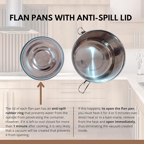 Miniatura 5 de SISIGOO 3 moldes para flan  Moldes de flan para hornear  Flanera para Baño María  Quesillera  Quesillera Venezolana con tapa Molde  Molde de flan