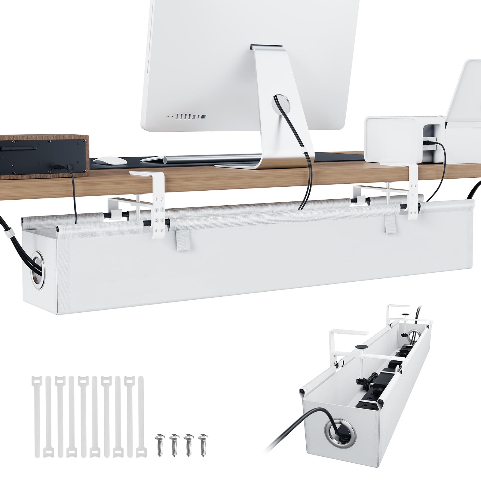 KEEGH Scrivania per gestione dei cavi, con sigillatura laterale, 90 cm