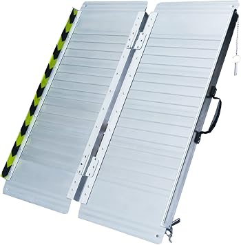 Non-Skid Folding Portable Wheelchair Ramp for Home Steps Stairs Doorways Scooter Lawn Mower, Handicap Ramp, Threshold ramp, Moving ramp Single, 3 Foot