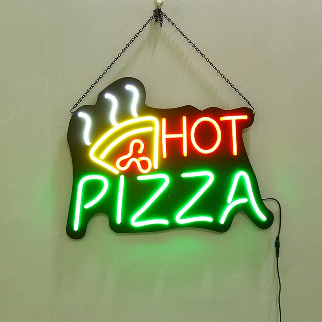 Super Bright LED Neon Signs with FR Wireless Remote, Flashing & Scrolling Modes, Advertisement Board for Store, Bar, Hotel, Cafe (Color : HOT PIZZA)