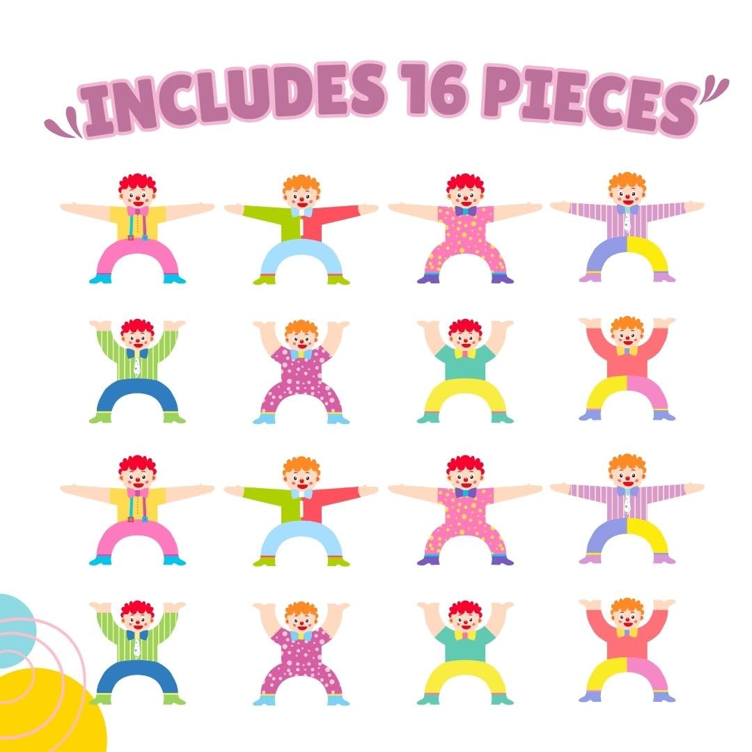 Cots and Cuddles Wooden Balancing Stacking 16pc Block Toys Board Game Learning Educational Stacking for Kids Age 3+ (Clown) - Image 4 thumbnail