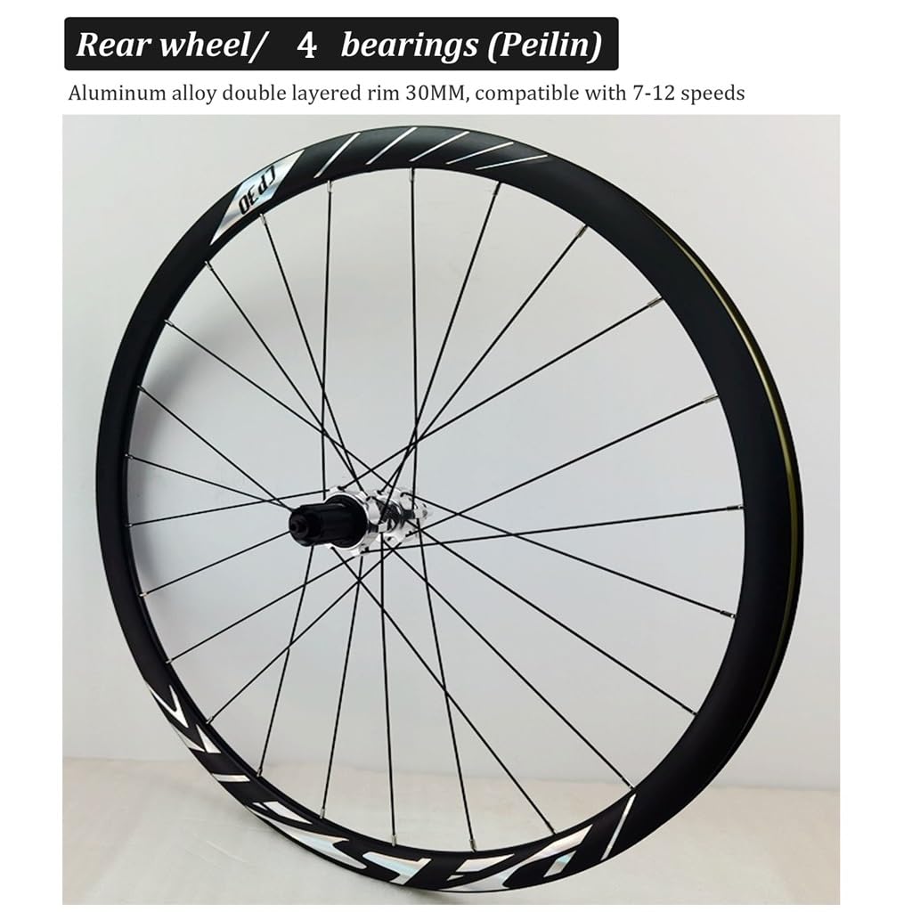 Koła rowerowe wyścigowe 700C, aluminiowe hamulce tarczowe, 70 cm, zestaw kół do roweru górskiego, 30 mm, obręcz rowerowa, 24 otwory dla prędkości 7/8/9/10/11, 1820 g