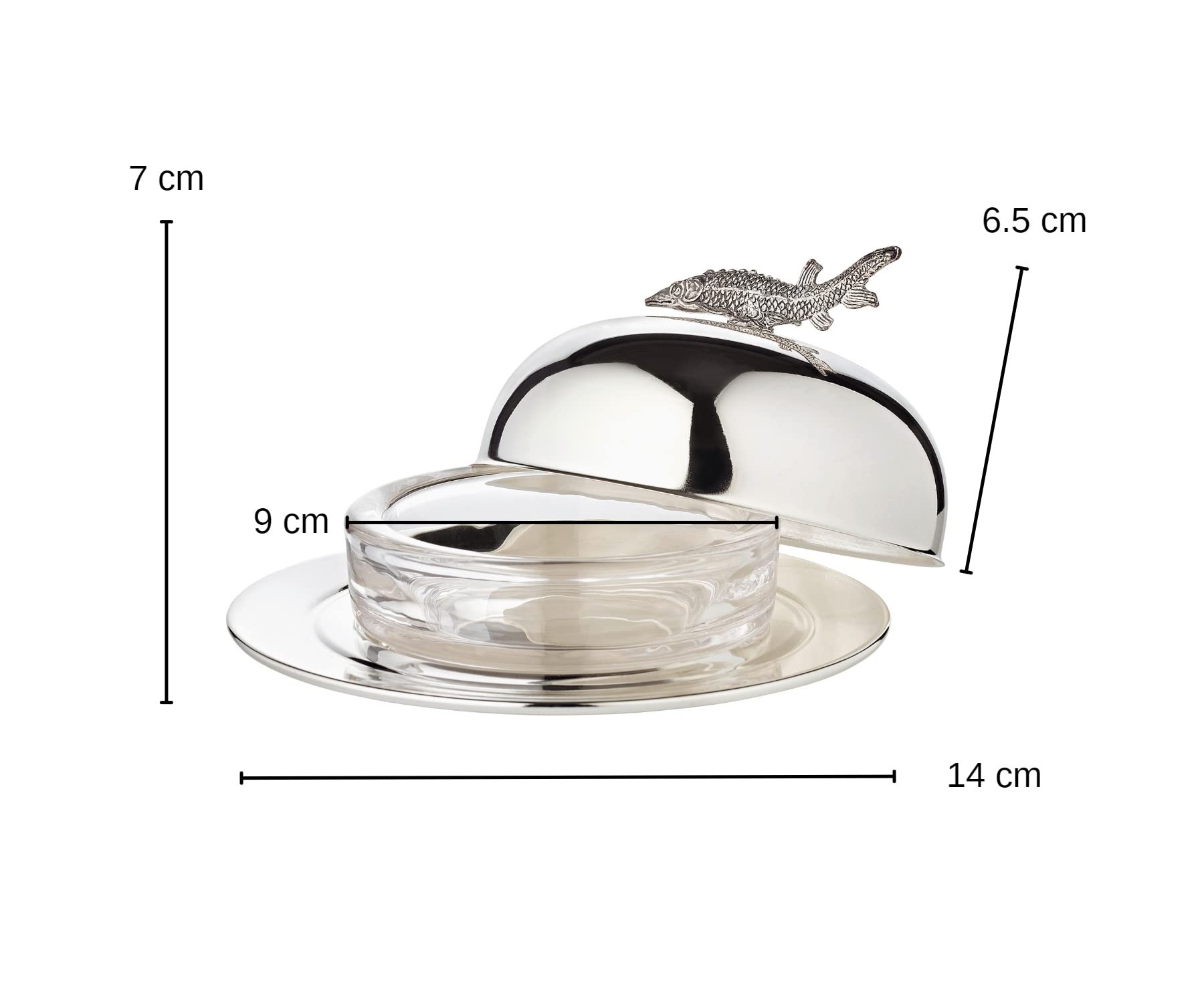 EDZARD Cuenco para caviar de esturión (diámetro 14 cm, altura 7 cm), color plateado