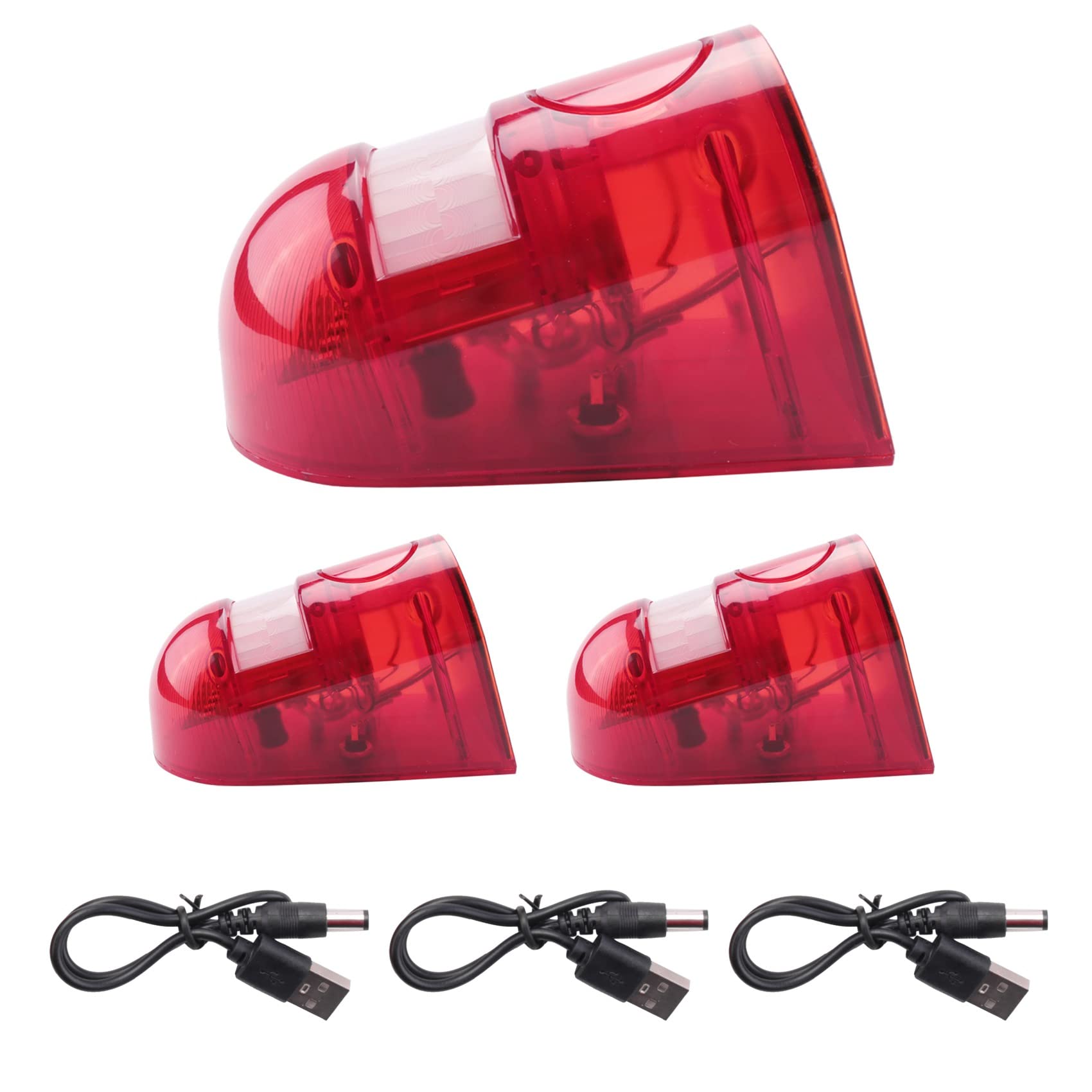 Lizusidtsy 3 Pack Solar Strobe Light with Motion Sensor Alarm 129DB Sound Security Siren IP65 Waterproof for Villa Farm Yard Garden, Red