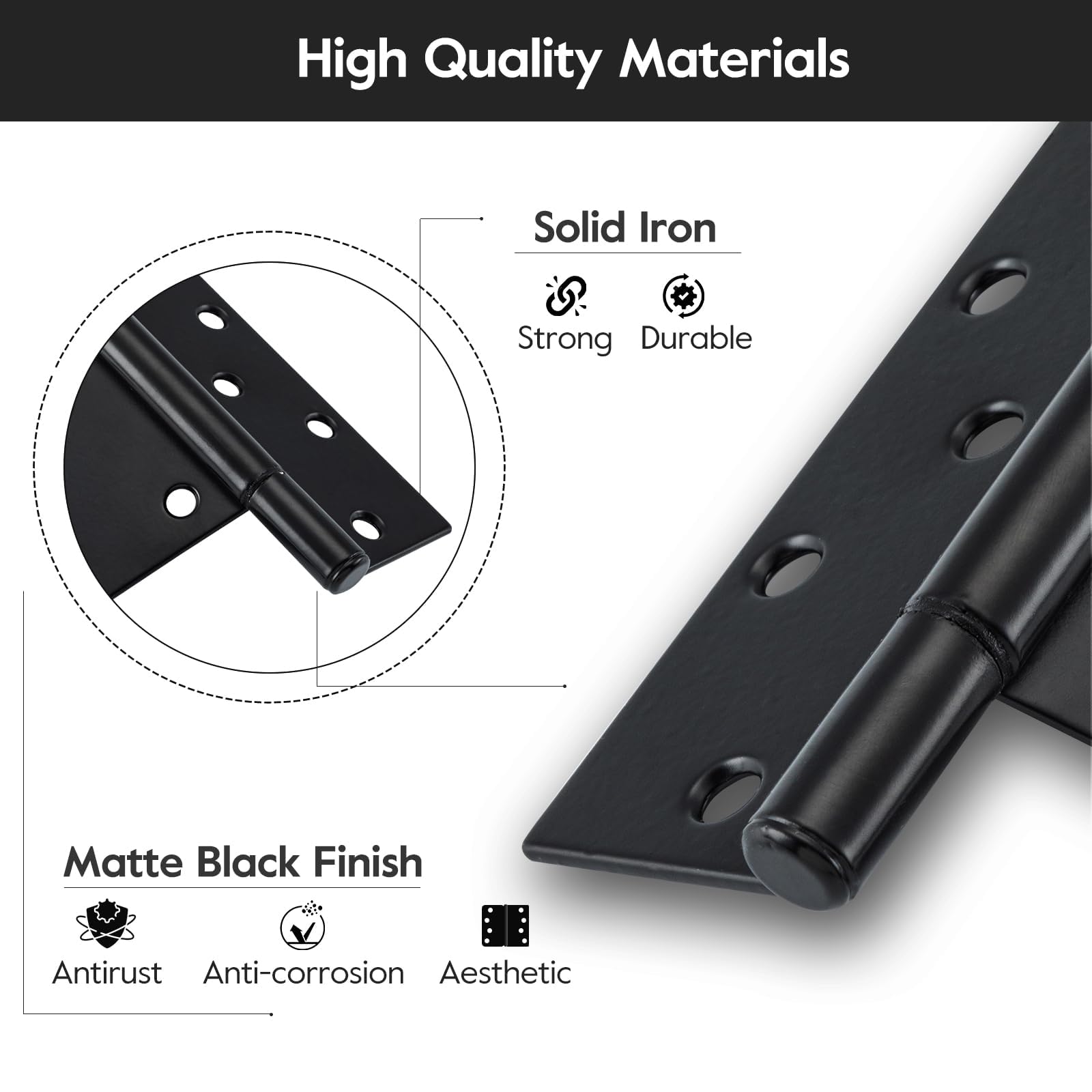 Heavy Duty Gate Hinges - 6 Pack -3 Heavy Duty Gate Hinges - 6 Pack -3