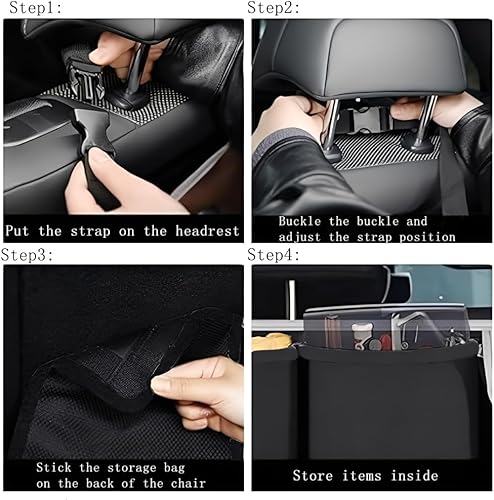 Miniatura 8 de Organizador de maletero de automóvil, organizador colgante desmontable para asiento trasero de automóvil con 7 bolsillos de almacenamiento grandes,