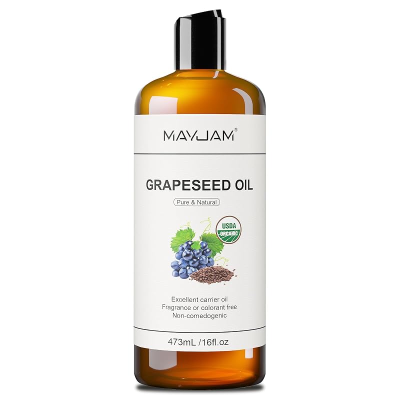 MAYJAM Óleo de semente de uva para cuidados da pele e dos cabelos, 473 mL