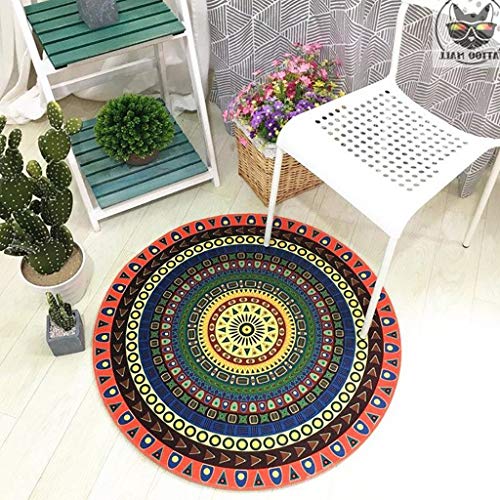 Tapis rond traditionnel MU résistant aux taches pour salon