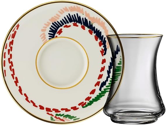 Sandro Moreno 1453 Desen Yağmuru Gold 12 Parça Altı Kişilik Çay Seti 110 ml