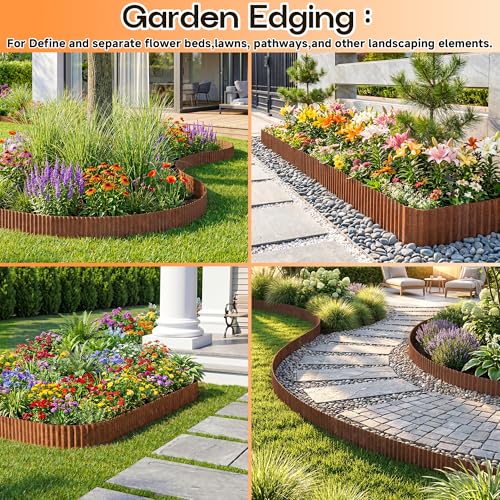 MTART Metal Garden Edging for Landscaping, Sturdy Corrugated Edging Border for DIY Flower Bed, Lawn and Landscape Edging (Rusty, 6"×40Ft) by MTART - Image 7