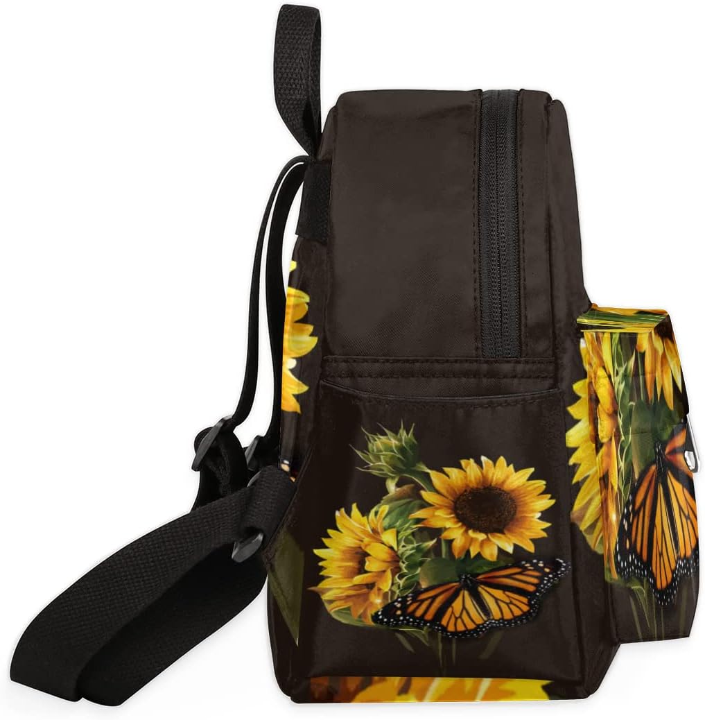 Sunflower Butterfly Mini Backpack Purse for Women, Flower Sunflower Lightweight Small Backpack Casual Travel Bag Daypack for Girls Children Teens Adult School Backpack - Image 5