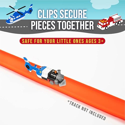 Miniatura 4 de Popular Playthings Micro Mix or Match Vehículos Deluxe Juego de 4 trenes de juguete, nave espacial de juguete, tractor de juguete y helicóptero de