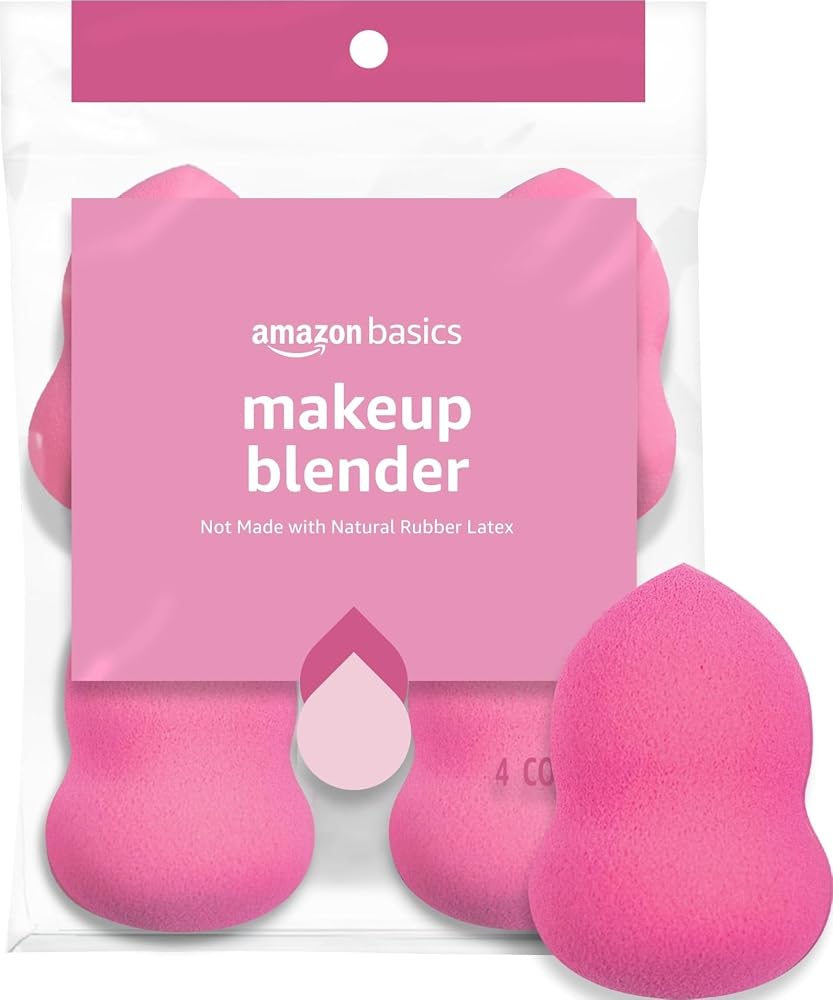 Esponjas mezcladoras de maquillaje grandes, reutilizables, para cobertura total o transparente, paquete de 4 (anteriormente Solimo)