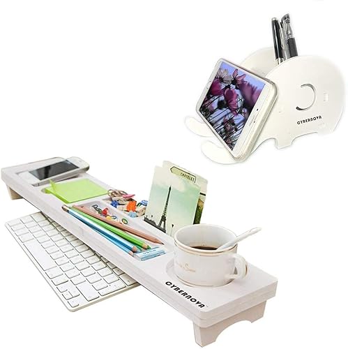 Miniatura 1 de CYBERNOVA Organizador de escritorio para oficina, objetos pequeños, almacenamiento de teclado, estante de productos básicos y soporte para lápices,