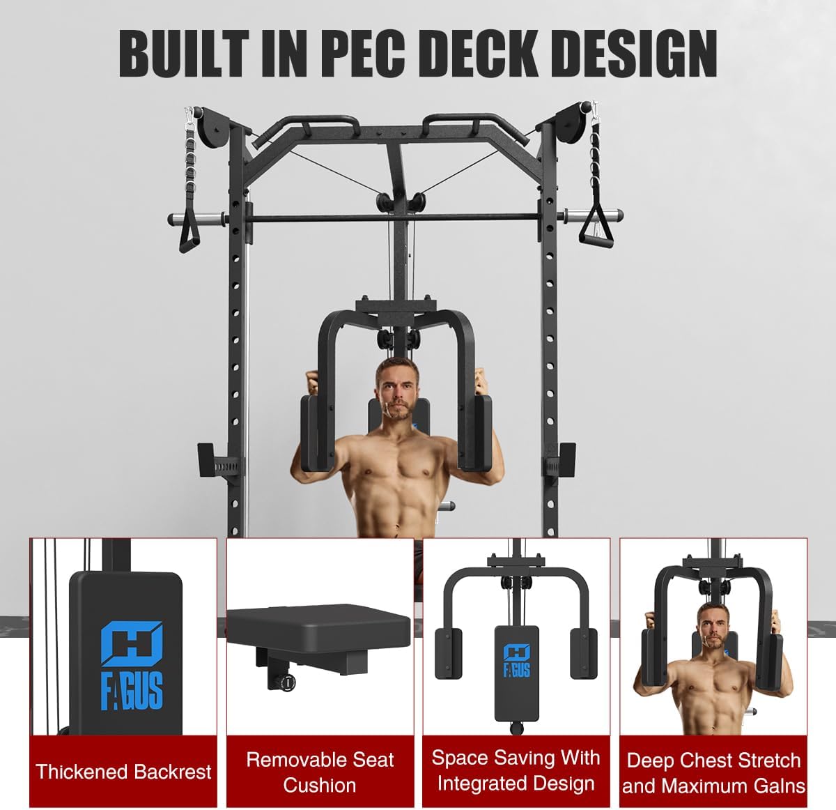 Fagus Smith Machine Home Gym Power Cage With Pulley System, ...
