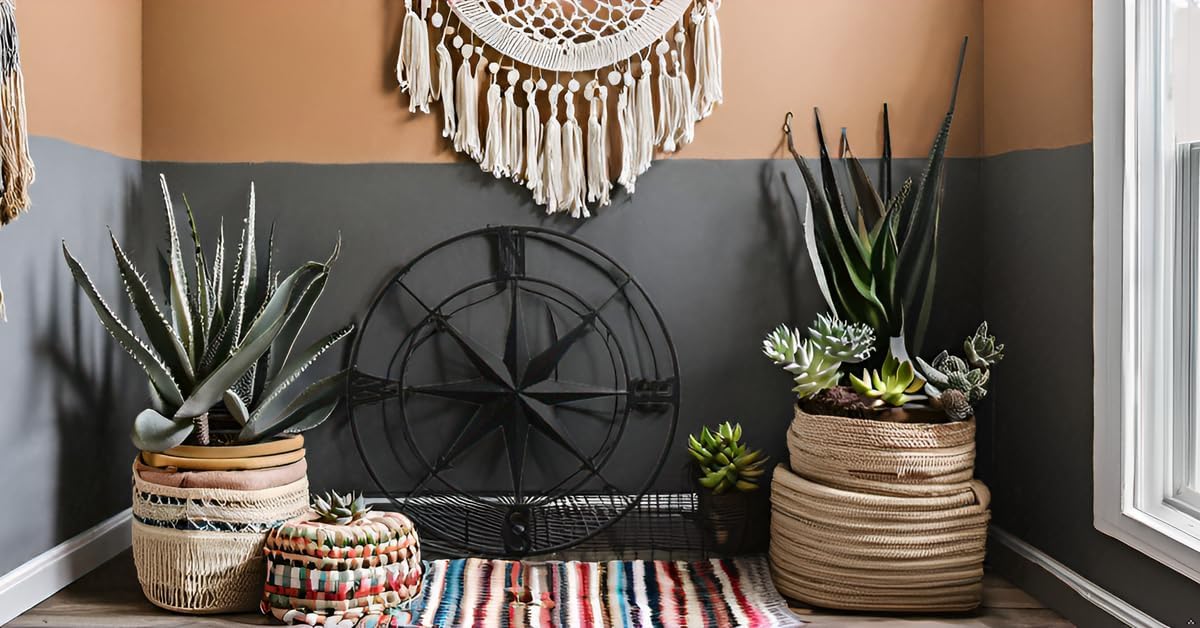 Nightclawing Nautical Compass Wall Decor, Coastal Nautical Beach Decor, Porch Patio Travel Adventure Wall Hanging, 41" (Black)