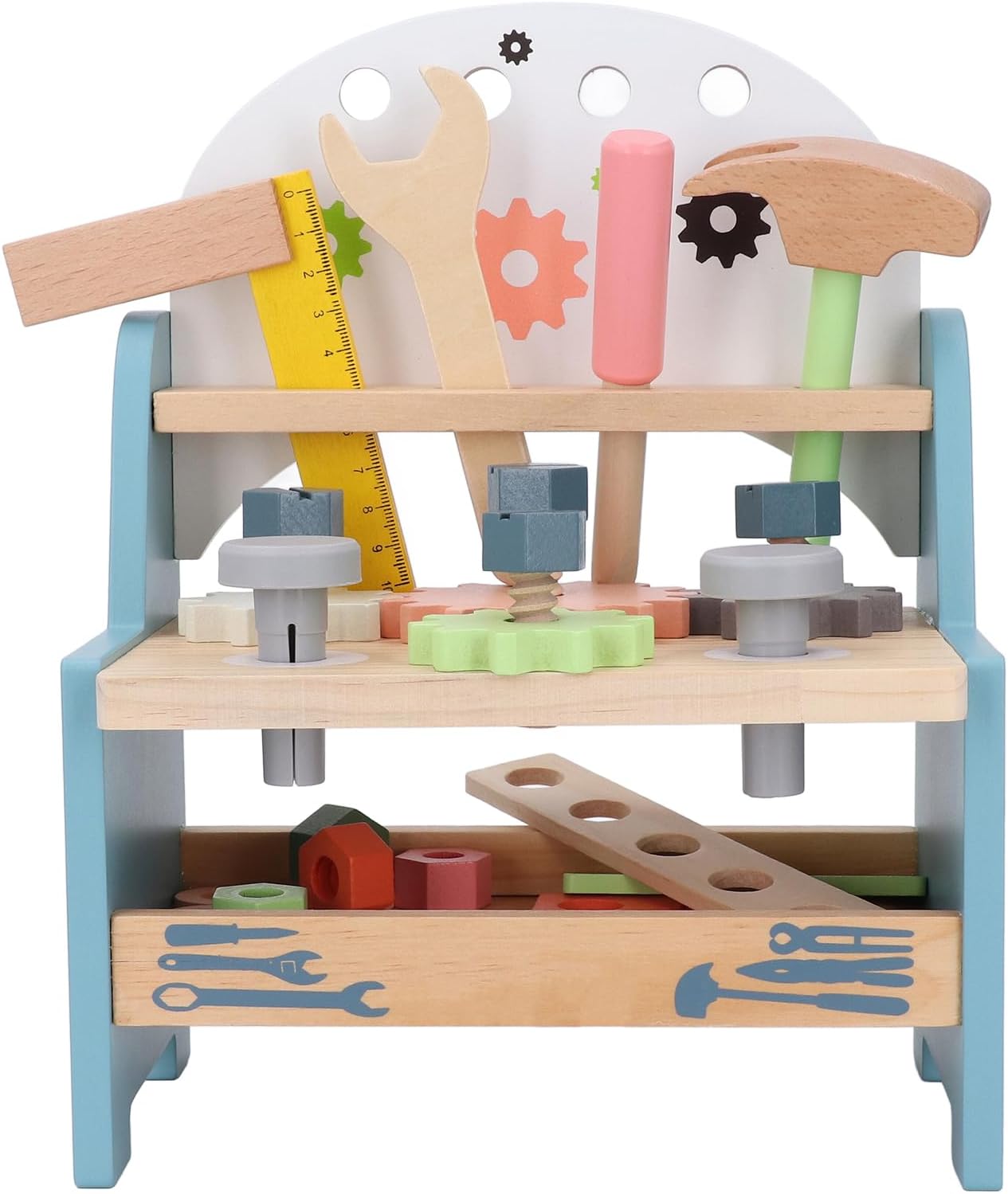 Dioche Workbench Kit Children Wooden Tool Bench for Kids - Multifunctional Simulation Repair Tool Set for Children 3 Years and Up - Safe Wood Construction for Creative Play