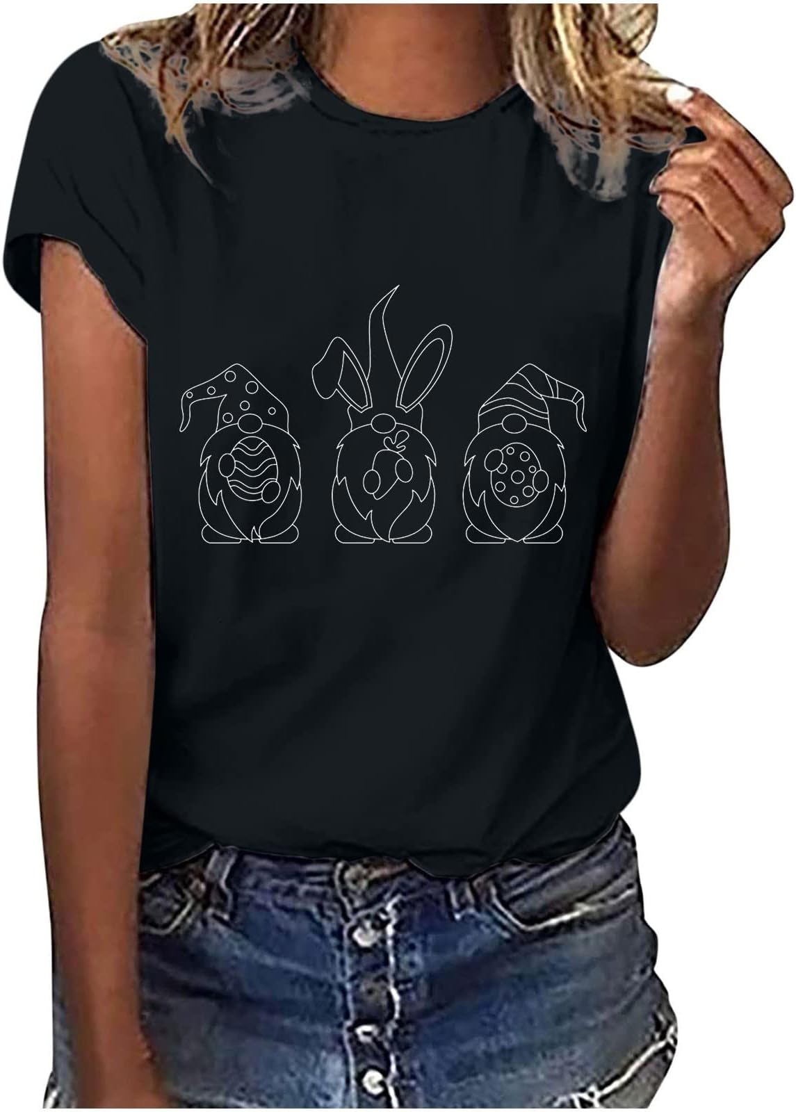 YesunpxsWomen's Summer Crew Neck Short Sleeve 2023 Fashion Tops Floral Printed T-Shirts Loose Blouses Casual Basic Tees