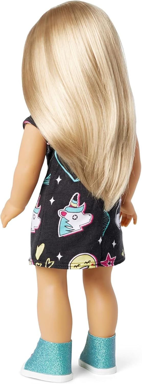 American Girl Truly Me 18-inch Doll #100 with Blue Eyes, Blonde Hair, Lt-to-Med Skin, Printed T-shirt Dress, For Ages 6+