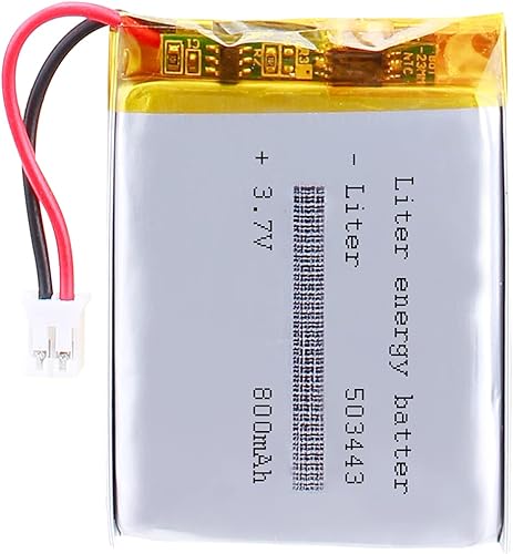 Litro 3.7V 800mAh 503443 Lipo batería recargable de iones de litio con conector JST 0.079 in