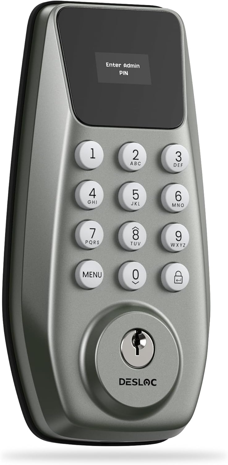 DESLOC C100 Keyless Entry Door Lock with Keypad – Sensible Deadbolt Lock for Entrance Door with 2 Keys – Auto Lock – Straightforward Set up, 100 PIN Codes, IP54 Waterproof, BHMA Grade 3, Nickel
