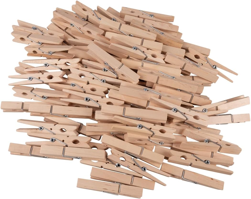 Rayher Wooden Pegs for Photos, Scrapbooking, Paper Crafts and Advent Calendar, Wood Pegs for Washing Line, Value Pack with 100 Pieces, 7.2cm, 64587505