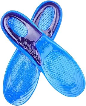 Silicone Gel Insoles Shoe Inserts for Shock Absorption and Massage, Large Size 43-45, High Elasticity Cushioning Pads for Running Hiking Walking Sports, Trim to Fit