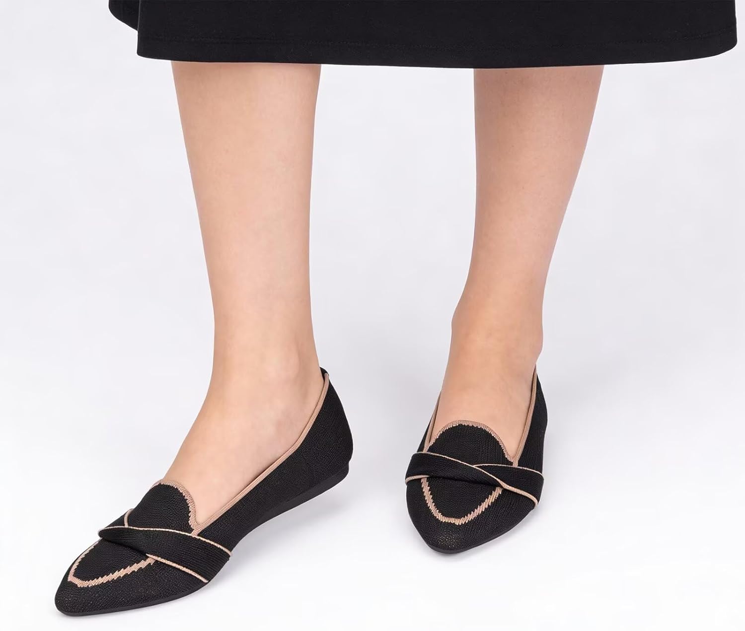 BEJINASH Womens Loafer Flat Shoes Pointed Toe Ballet Flats Mesh Breathable Dressy Casual Slip On Ballerina Walking Shoe for Daily